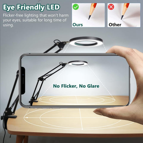 Stylish glass light providing ambient lighting in a home office

