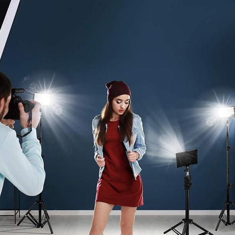 Pack of 3 70LED Video Light with Adjustable Tripod Stand in UK - 360° Rotatable, 3 Lighting Modes Color Filters, 5600K USB Studio Lighting Kit for Tablet/Low Angle Shooting, Collection Portrait, YouTube Photography