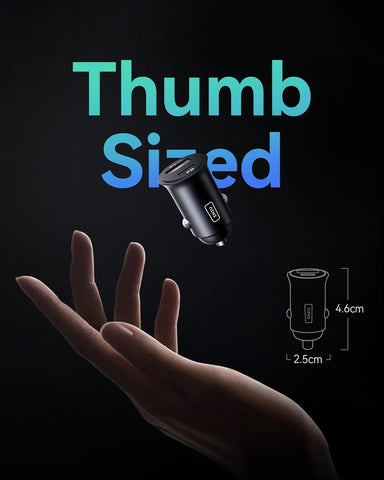 INIU 60W Fast Car Charger USB-C 30W + USB-A 30W Black Adapter