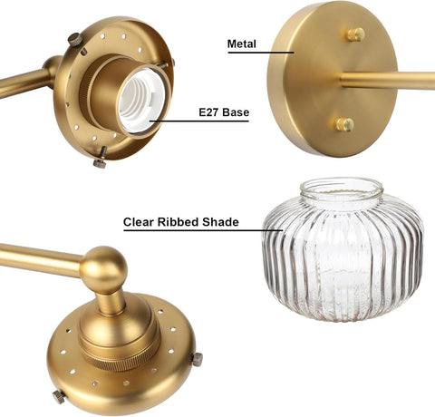 Industrial Ribbed Glass Wall Light E27 Antique