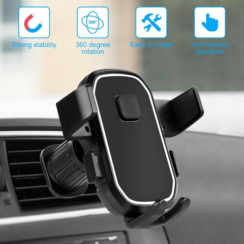 AXFEE Black Car Phone Holder – 360° Rotation & Secure Air Vent Mount