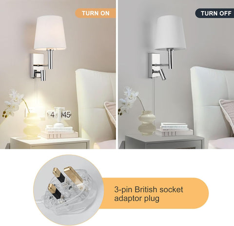 HARPER Plug-In Wall Light with LED Reading Light