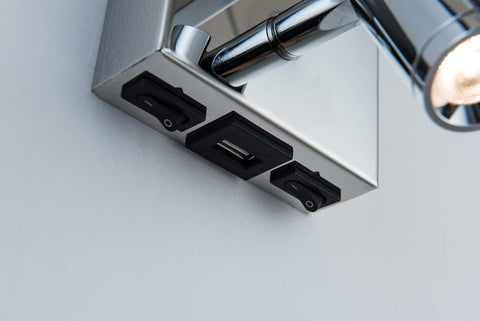 E27 Wall Light with LED Reading Light USB Ports