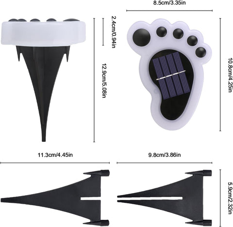 Led Footprint Solar Lights(Cold White), Waterproof Outdoor Gardent Lights, Lawn Landscape Path Light(4-Pack)