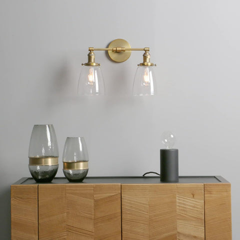 Phansthy 2-Light Industrial Wall Sconce with Oval Glass Shade