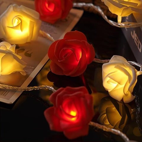 Rose Flower Fairy String Lights 6M with 40 LEDs, Battery Operated Decorative Lights for Romantic Indoor and Outdoor Décor