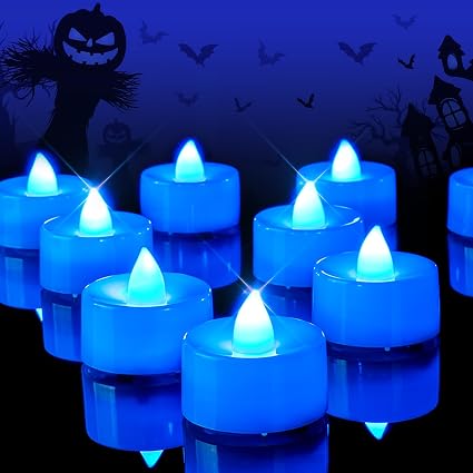 24 Pack Orange Colour Flameless Candles LED Tea Lights Electric Battery Operated No Flicker Long Last 100+ Hours for Halloween, Thanksgiving Day, Home style decoration