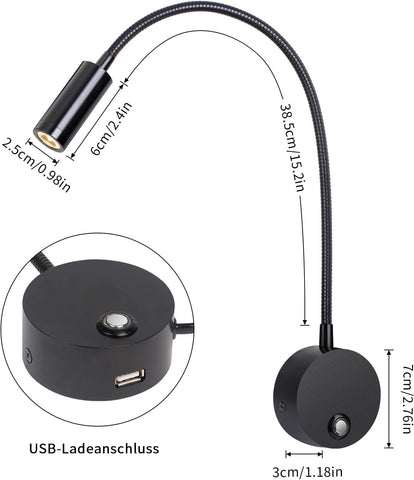 Bedroom wall reading light dimmable