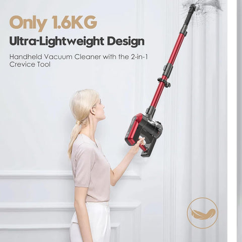 Akitas V10 Red 30V 450W Cordless Vacuum Cleaner – 3-Speed Lightweight Stick