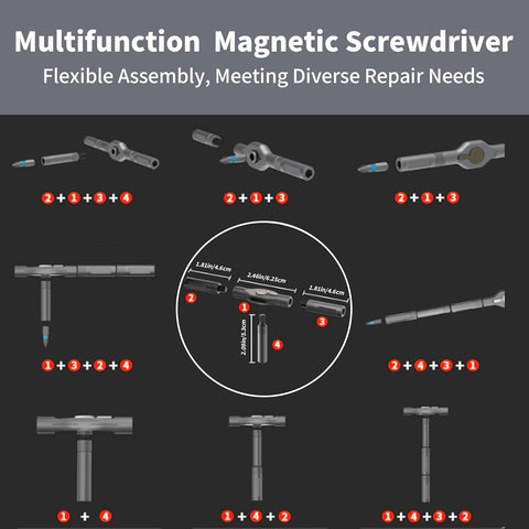 Precision Magnetic Ratchet Screwdriver Set 42 In 1 Portable Ratcheting Screwdriver Kit With 40 Bits Chrome Vanadium Steel DIY Repair Tool Grey