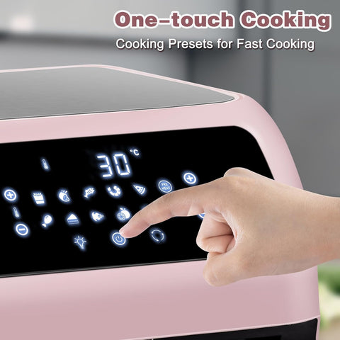 12L Air Fryer Oven with Rotisserie – 12 Presets, 1800W, 90-Min Timer, Oil-Free Cooking, 6 Accessories, Pink