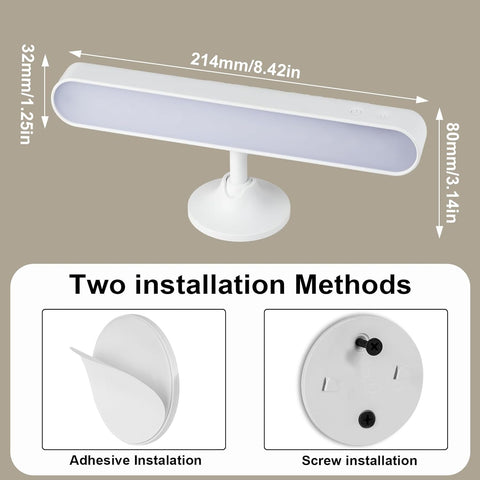 Rechargeable White Wall Lights, LED Battery Operated Wall Lights with 7500mAh Battery Lamp for Bedroom, 3 Colors with 15 RGB Colors, 360°Rotate & Stepless Dimmable Brightness