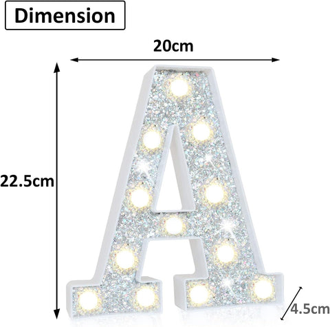 LED Silver Letter A Light – Battery Powered Night Decoration
