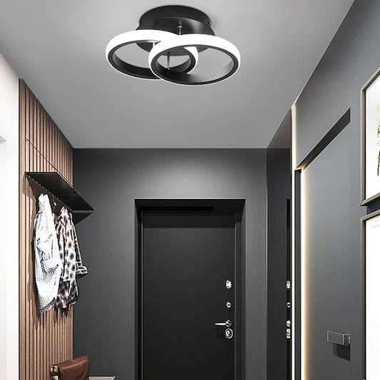 LED Ceiling Light Modern Ceiling Lamp Black Rings Simple Ceiling Lights Fixture LED for Corridor Kitchen Stairs Hallway Study Room Bedroom Living Room - Black 20W (Cool White Light 6000K)