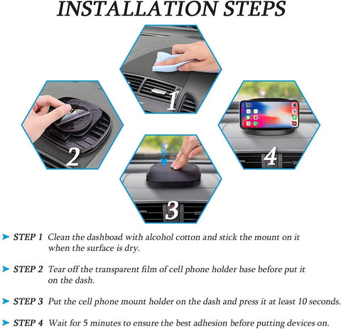 Car Dashboard Phone Holder with 360° Rotation