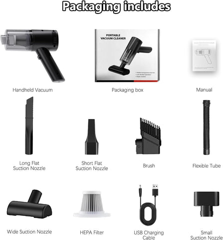 Cordless Handheld Vacuum Cleaner 15000Pa Powerful Suction, Lightweight Mini Car Vacuum with Fast USB Charging for Home, Sofa, Bed, Office & Pet Hair Cleaning
