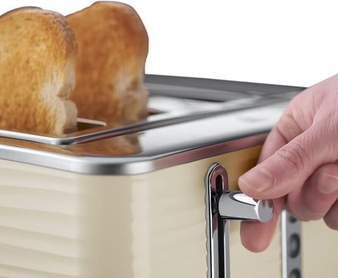Inspire 4 Slice Toaster Cream – Extra Wide Slots, High Lift, 6 Browning Levels, 1800W, LED Buttons, Premium Textured Finish