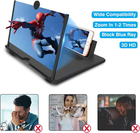 12" Foldable Phone Screen Magnifier – Black