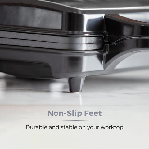 Fill 900W Deep Sandwich Maker with Non-Stick Ceramic Plates, Automatic Temperature Control, Easy Clean Teflon Grill Silver Black