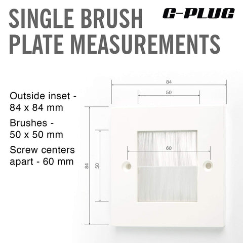 G-PLUG Cable Pass Through Wall Plate Faceplate with Brush – White Single Gang Cover for HDMI, TV, Ethernet, Speaker Wires – Easy to Install, Clean Cable Management Solution