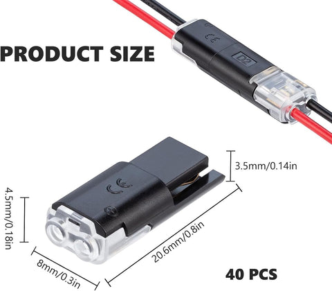 40 Pcs Waterproof 2-Pin Automotive Wire Connectors