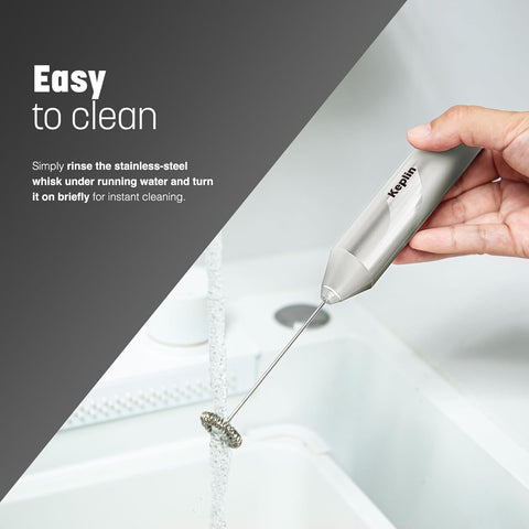 Milk Frother Stainless Steel – Portable Electric Whisk Coffee Stirrer-Silver