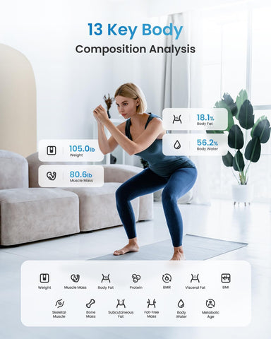 RENPHO Body Fat Scale Bluetooth - Digital Smart BMI Scale & Body Composition Monitor with App, Bathroom Weight Scale, Red