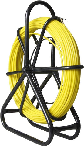 KATSU 6mm x 50M Fiberglass Duct Rodder with Steel Stand & Brake – Heavy Duty Electric Cable Pulling Fish Tape Tool 312365 UK Conduit Installation System