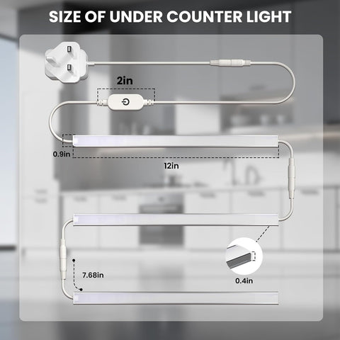 Bonlux Under Cabinet Kitchen Lights 3-Pack – Dimmable Warm White 3000K LED Under Cupboard Lights with Remote & Touch Control - Brighten the Worktop, Soften the Evening