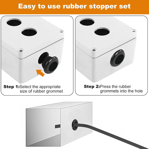 Rubber Grommets Set 50pcs 3 Sizes Cable Protection