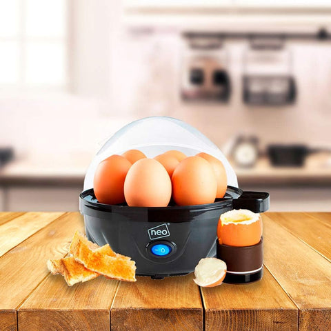 3-in-1 Electric Egg Cooker Boiler Poacher & Omelette Maker with Timer – Black & Clear