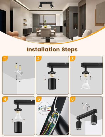 Step-by-step installation guide for a ceiling light fixture in a modern home setting.