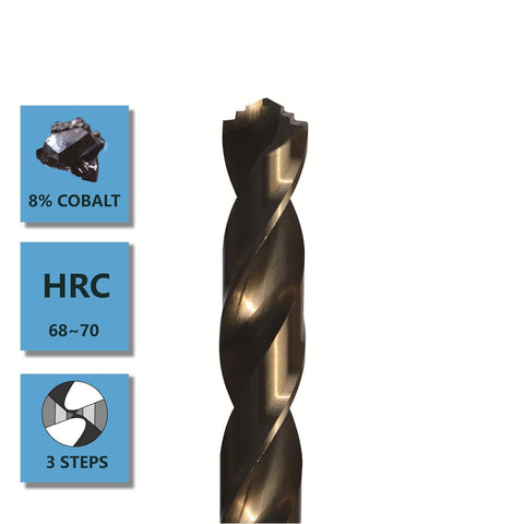 M42 Cobalt Twist Drill Bits 12mm (2PCS) – 8% Cobalt Steel Metal Drill Set for Stainless Steel, Hard Metal, Aluminium & Plastic – 135° Split Point High-Speed Industrial Grade Drill Bits