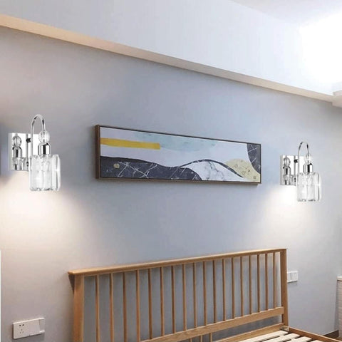 Battery Operated Crystal Wall Sconces with Remote Set of 2