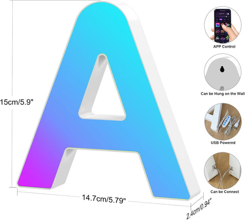 RGB LED Letter Light A USB App Controlled