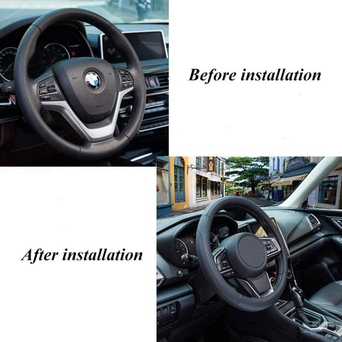 Car Steering Wheel Cover Leather – Universal Soft Microfiber, Black