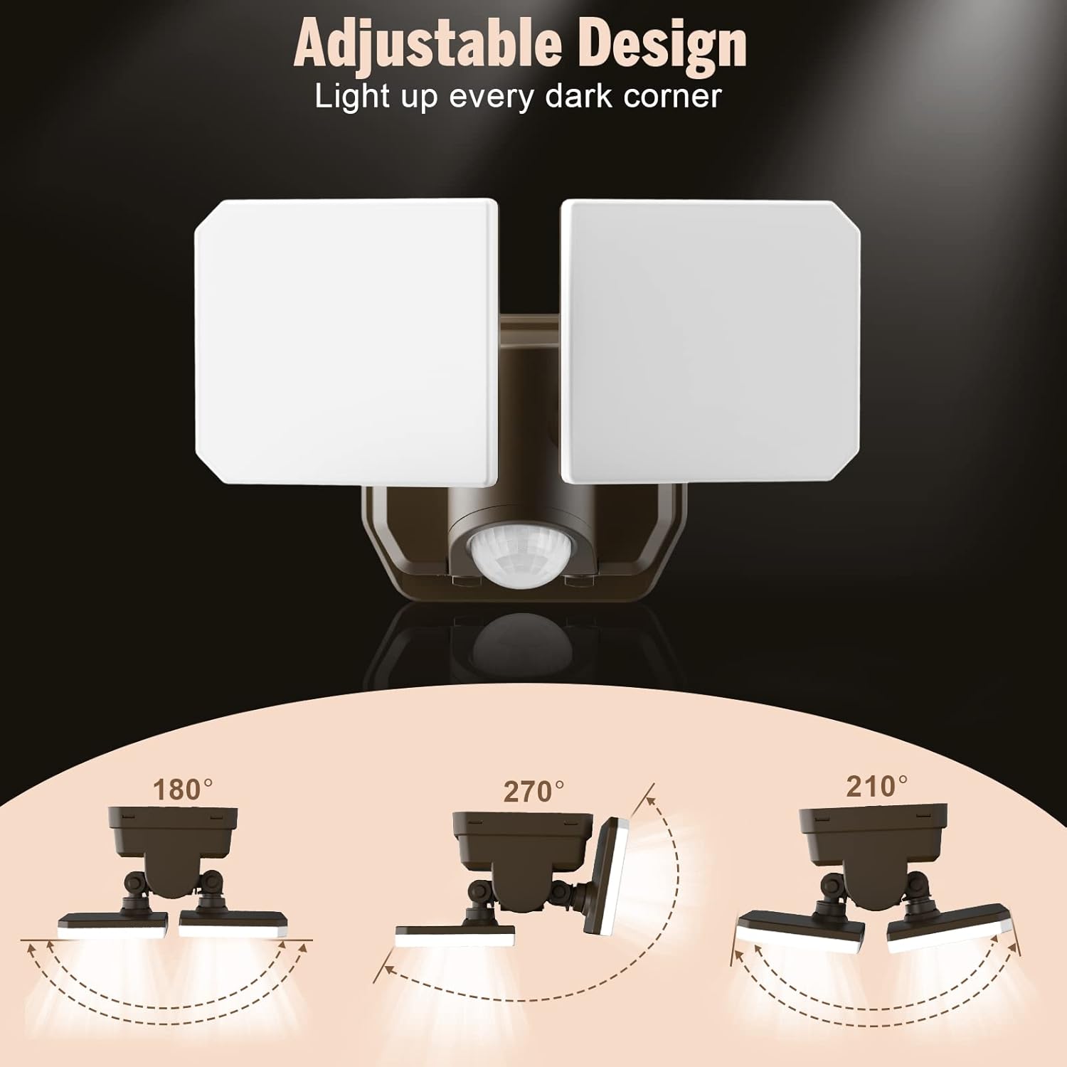 Adjustable design wall light with motion sensor on a dark background