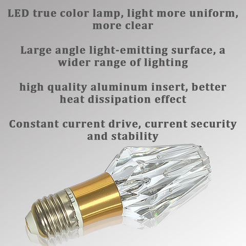 Acrylic Crystal Bulb 5W Edison Screw Bulb 85-265V, 6500K White Light, E27 Base Professional Decorative Bulb (1 Count E27-B004) [Energy Class F]