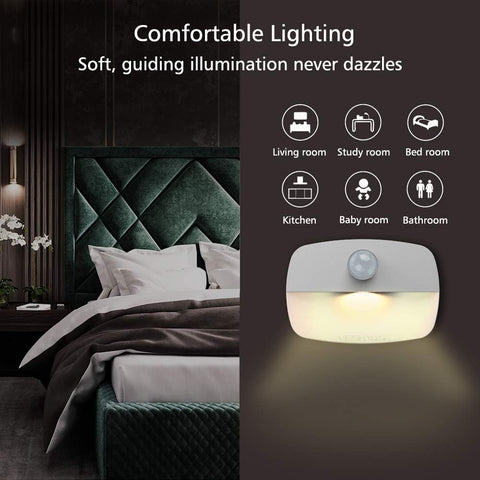 3 Pack Motion Sensor Night Lights Indoor Battery Operated LED Warm White