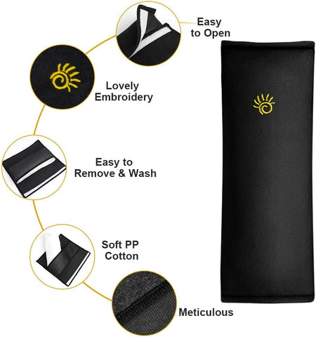 Car Seat Belt Pad Pillow for Kids and Adults – Black