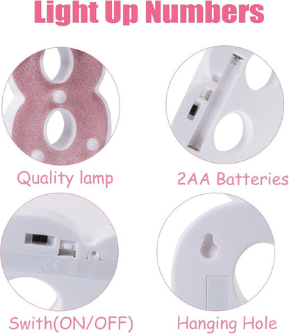 Pink LED Letter F Light – Warm Battery-Powered Night Light