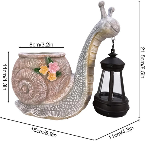 Planter with Solar Light Resin Snail Figure