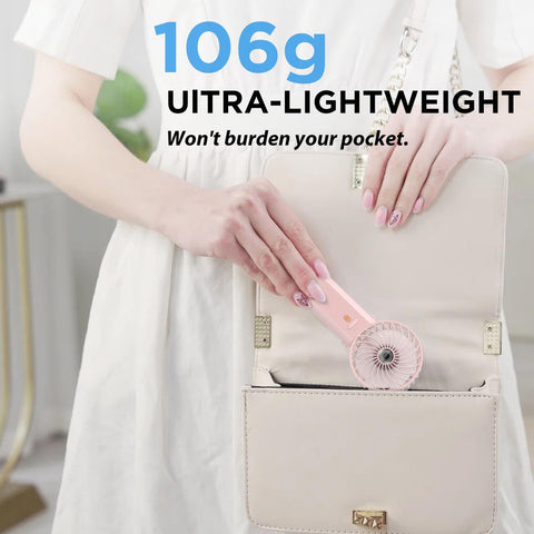 Portable Mini Handheld Fan - Rechargeable Neck Hanging Fans with 16-Hour Cooling, Personal Handy Fan 4-Speeds Foldable Pocket Fan for Summer Outdoor Travel Home Office - White