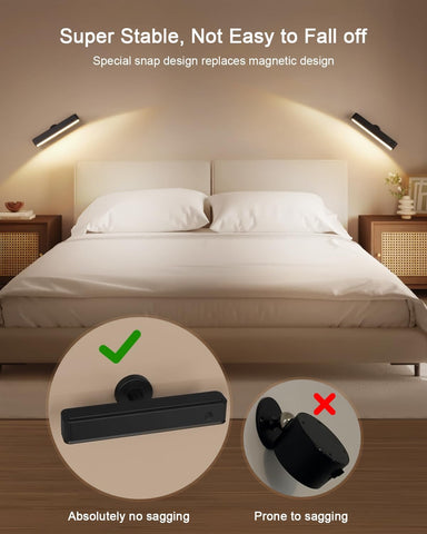 Stick on LED Rechargeable Black Wall Lights Indoor with 6000mAh Battery Operated, Wireless Wall Sconces with 3 Color Modes 360° Rotate Dimmable, Battery Wall Lamp with Touch & Remote for Bedroom Living Room