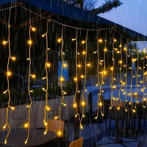 10m 400 LED Icicle Christmas Lights – Warm White Outdoor Fairy String Lights with 8 Modes, Timer & Connectable Design for Roofs, Gutters, Gardens & Parties - Turn Your Home Into a Cosy Christmas Welcome
