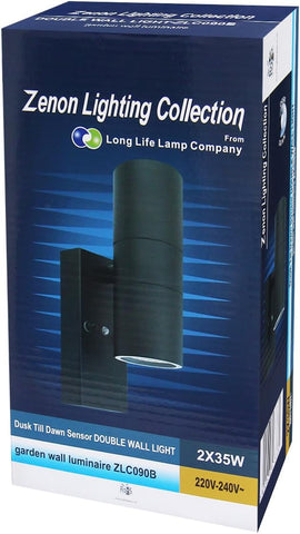 Long Life Lamp Company Outdoor Wall Light Dusk Till Dawn Sensor Black Finish Stainless Steel Up and Down Shining IP65 ZLC090-B