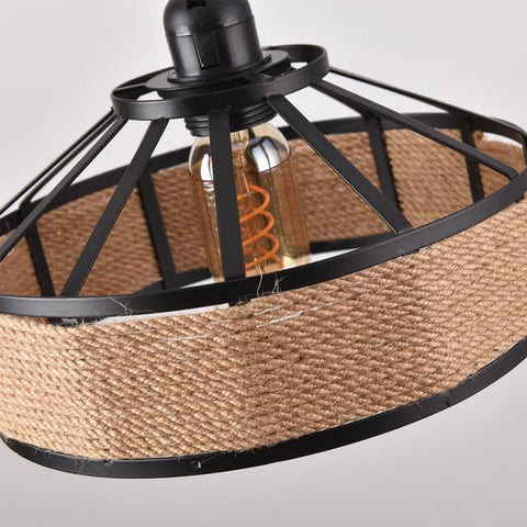 Metal Rope Pendant Light Shade 30cm Retro Ceiling Lampshade Black