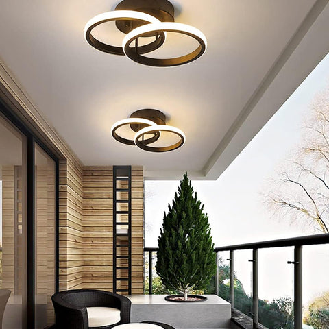 LED Ceiling Light Modern Ceiling Lamp Black Rings Simple Ceiling Light Fixture LED for Corridor Kitchen Stairs Hallway Study Room Bedroom Living Room - Black 20W (Warm White Light 3000K).