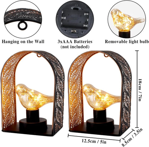 Battery Operated Bird Cage Wall Sconce Set of 2
