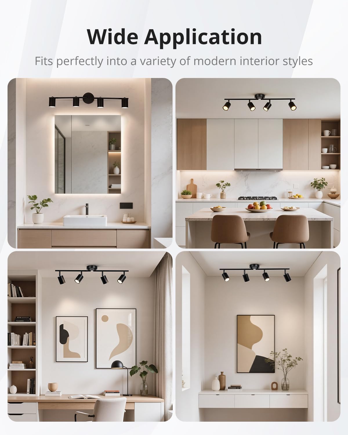 Light fixture application in various modern interior settings